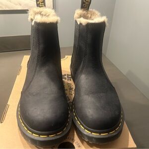 Dr. Martens Black Women's Boots with Fur Trim